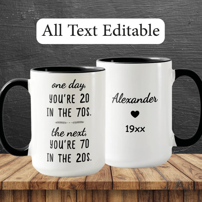 Mug drôle pour 70e anniversaire – Cadeau personnal (Créateur téléchargé)