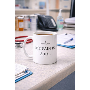 Mug drôle pour infirmière “La douleur est un 10” N
