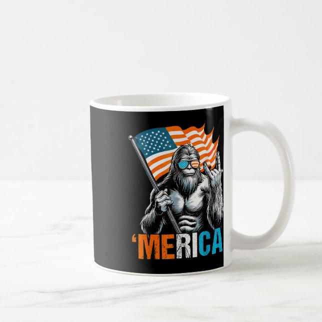 Mug Drôle Punk Rock Sasquatch Bigfoot Us Drapeau Meric (Droite)