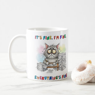 Mug Drôle Quirky Chat 'C'est bon, je vais bien.'