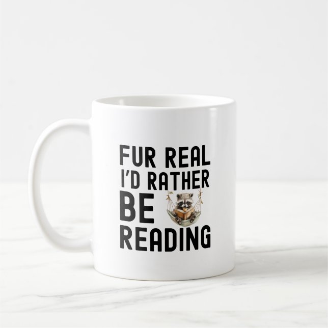 Mug Drôle Raccoon Lecture Livre Citation Lover (Gauche)