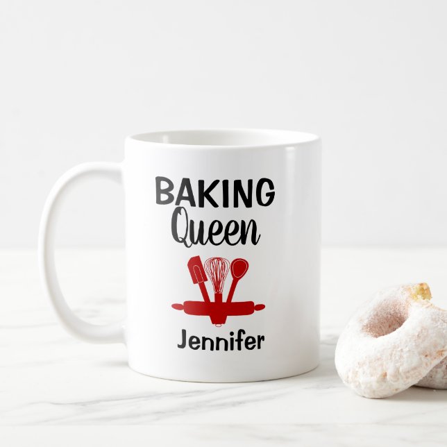 Mug Drôle Reine de cuisson personnalisée (Avec donut)