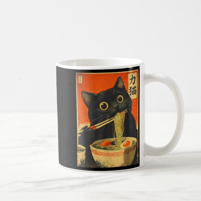 Mug Drôle Rétro Anime Chat Ramen Japonais Chat Graphiq (Droite)