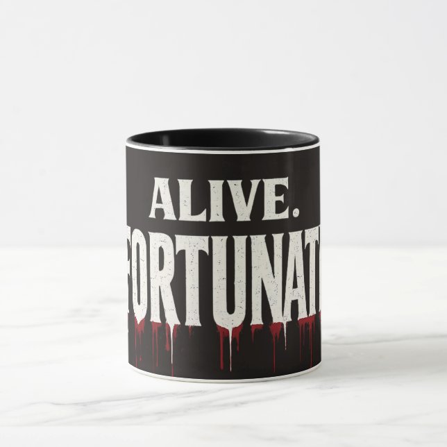 Mug Drôle Sarcasme Vivant Malheureusement Halloween (Centre)