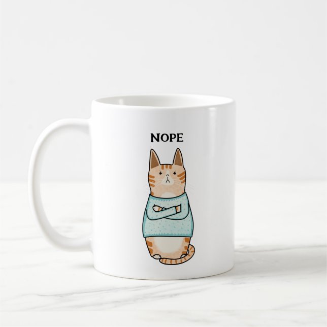 Mug Drôle Sarcastique Orange Chat Nope (Gauche)