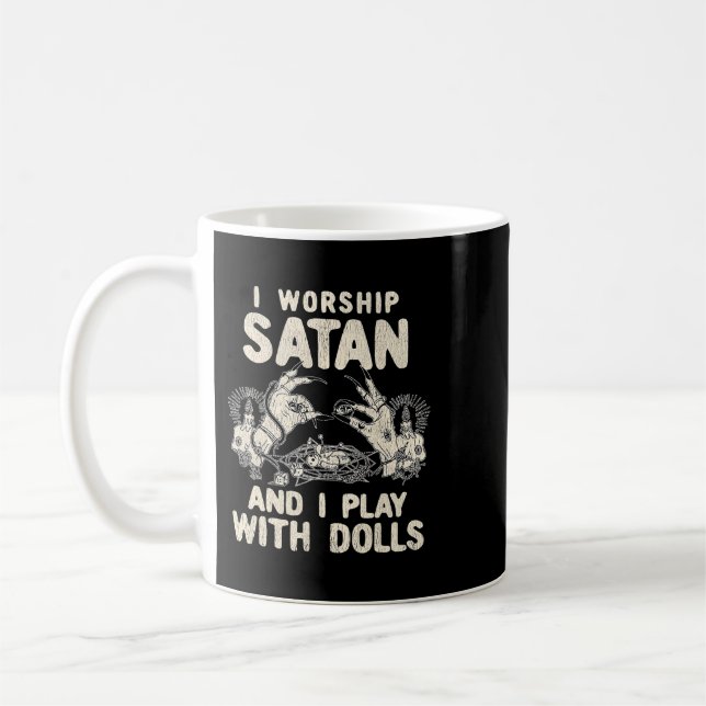 Mug Drôle Satanique J'Adore Satan Et Je Joue Avec Poup (Gauche)