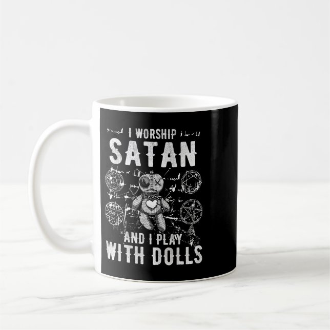Mug Drôle Satanique J'Adore Satan Et Je Joue Avec Poup (Gauche)