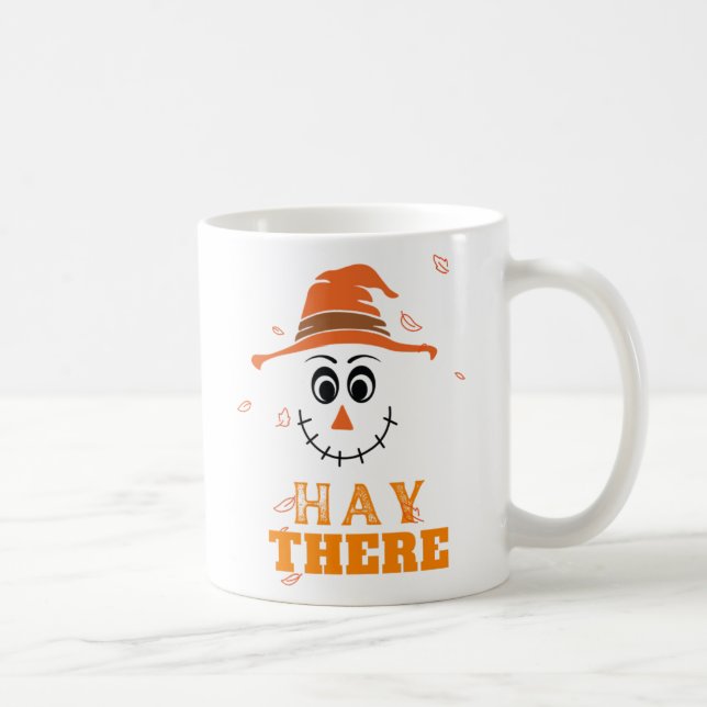 Mug Drôle Scarecrow Face Chute Feuilles Halloween (Droite)