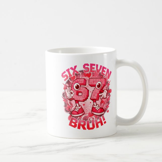 Mug Drôle Six Sept Bruh 67 Brainrot Meme Saint-Valenti (Droite)