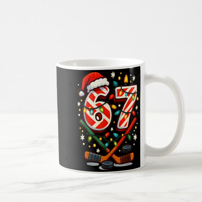 Mug Drôle Six Sept Noël Hockey sur Glace  (Droite)