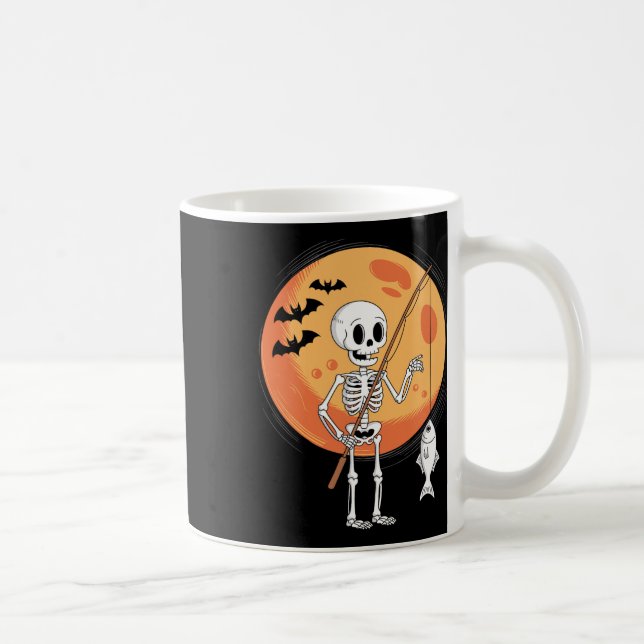 Mug Drôle Skeleton Pêcheurs Lune Éffrayant Hallowee (Droite)
