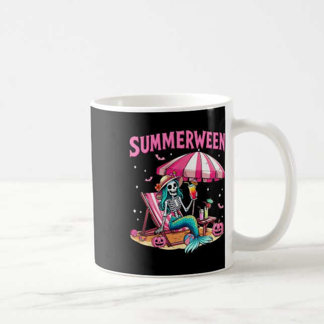 Mug Drôle Skeleton Summerween Mermaid Beach Halloween (Droite)