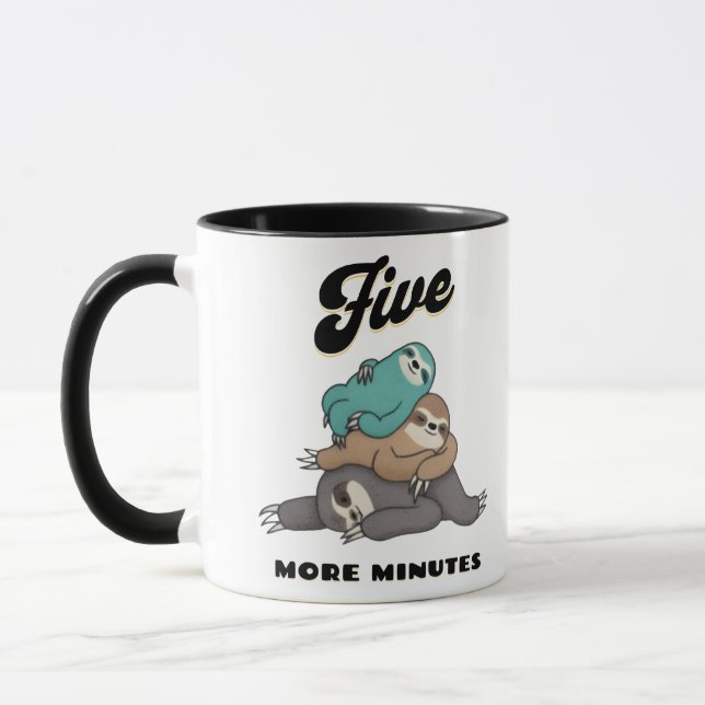 Mug Drôle Sloth Cinq minutes de plus (Gauche)