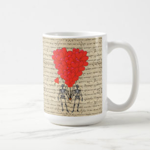 Mug Drôle Squelette vintage et coeur rouge
