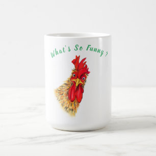 Mug Drôle surpris Curieux Rooster - Texte Personnalisé