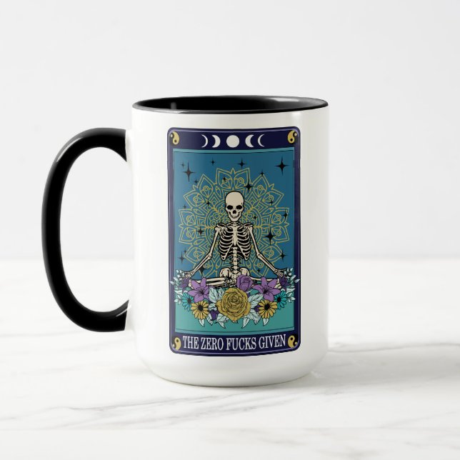 Mug Drôle Tarot Le Zéro F*cks Donné Carte Skeleton (Gauche)