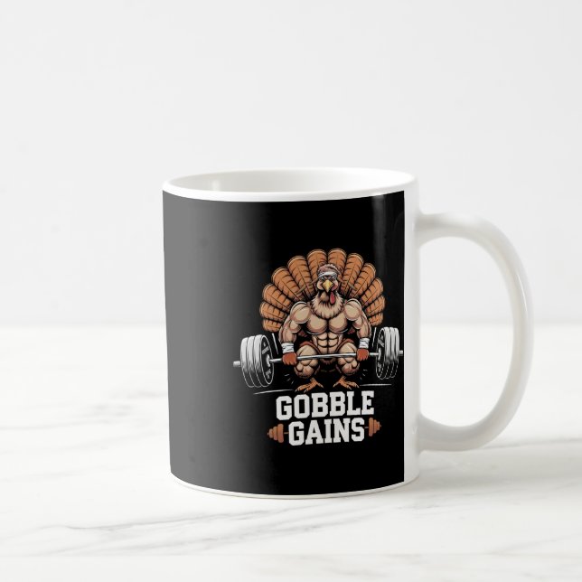 Mug Drôle Thanksgiving Turkey Gains Gym entraînement (Droite)