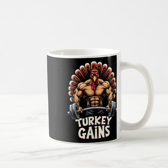 Mug Drôle Thanksgiving Turquie gagne Motivation Gym Wo (Droite)