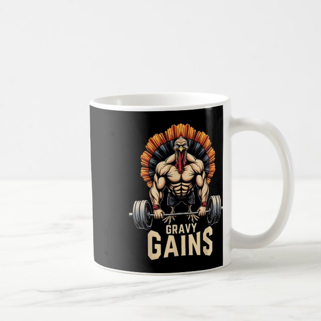 Mug Drôle Thanksgiving Turquie Gravy Gains Motivation  (Droite)
