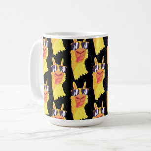 Mug Drôle Visage Llama avec Motif de lunettes