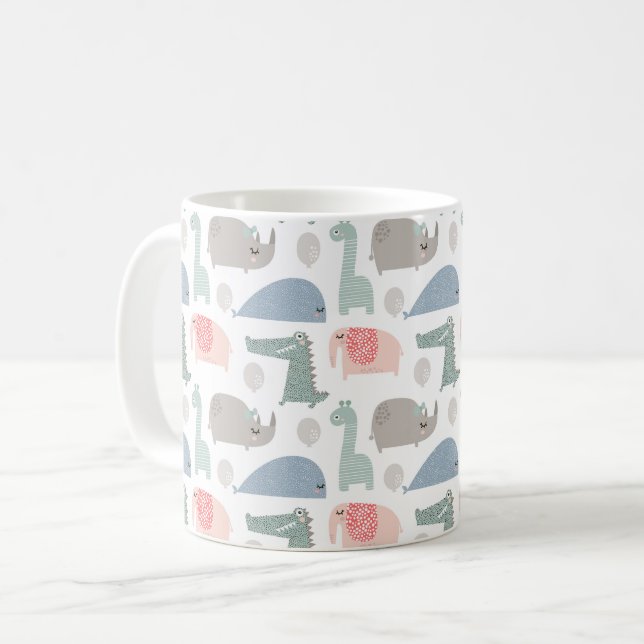 Mug Drôle Visage mignon Doodle Motif animal (Devant gauche)