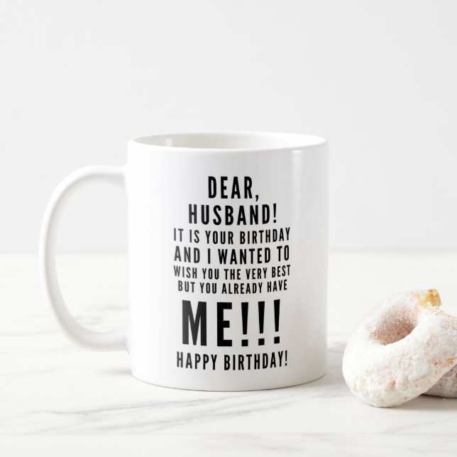 Mug Drôle voeux d'anniversaire sarcastique pour mari (Avec donut)