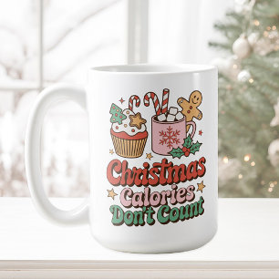 Mug Drôles de calories de Noël rétro vintage ne compte
