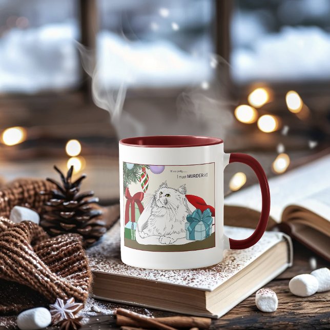 Mug Drôles de chats blancs Ornements de sapin de Noël  (Créateur téléchargé)