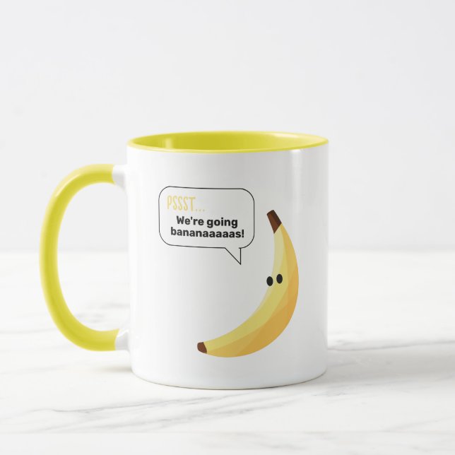 Mug Drôles de faveurs de fête à la banane rétro avec j (Gauche)