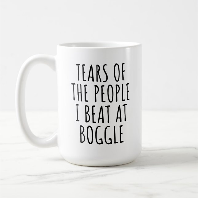 Mug Drôles de larmes de gens que j'ai battus à Boggle (Gauche)