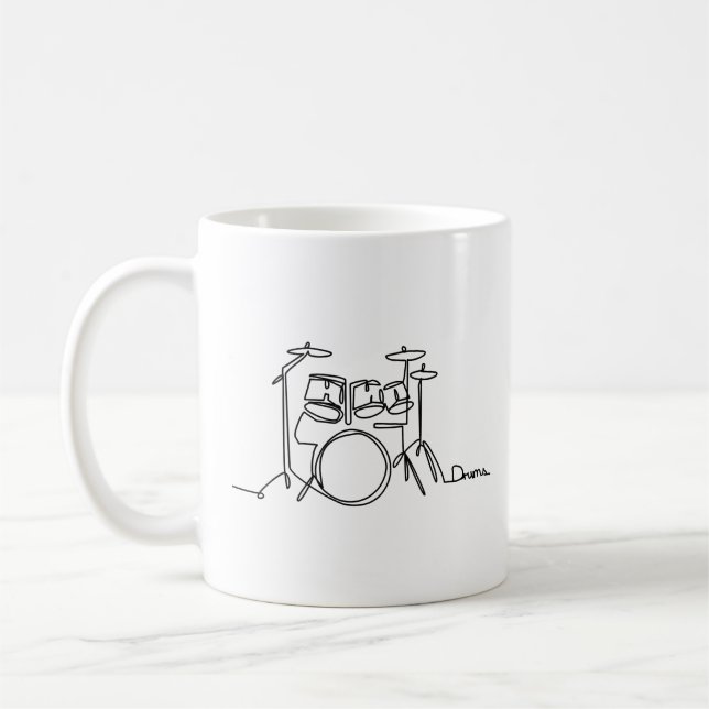 Mug Drummer Music Design Drums One-Line (Gauche)