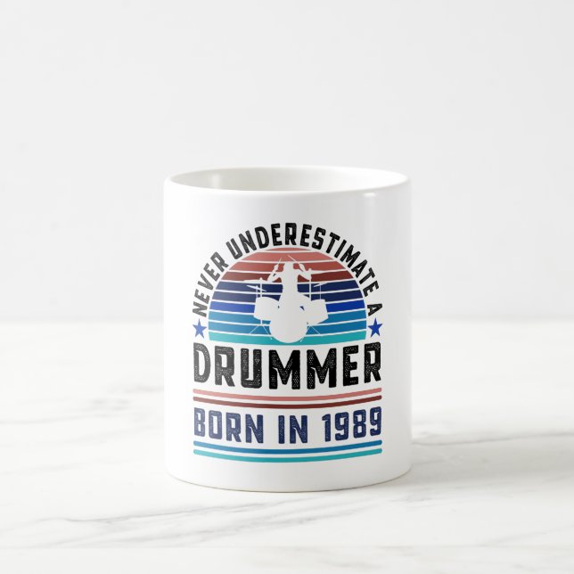 Mug Drummer né 1989 40e anniversaire Drumming Gift Pap (Centre)