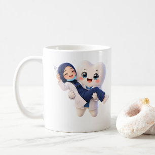 Mug du dentiste au hijab mignon et personnage de d