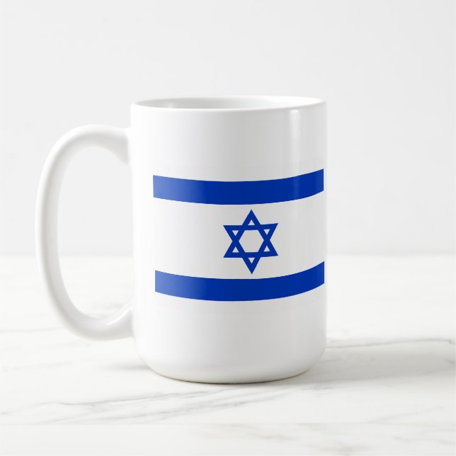Mug du drapeau d'Israël | Magen David bleu et blan (Gauche)