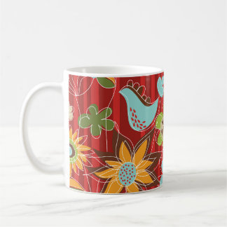 Mug du jardin floral rouge