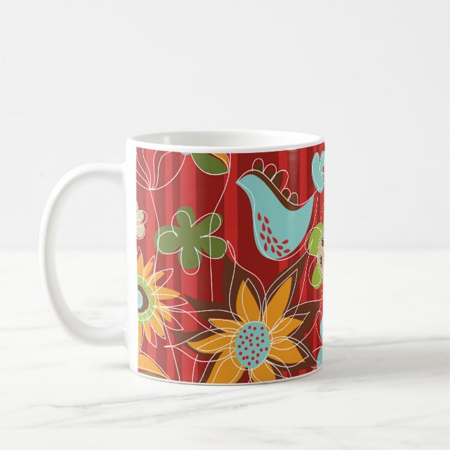 Mug du jardin floral rouge (Gauche)