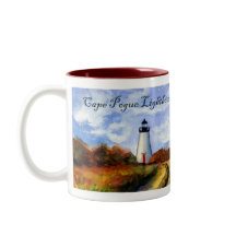 Mug du phare de Cape Pogue (peinture et texte)
