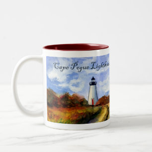 Mug du phare de Cape Pogue (peinture et texte)