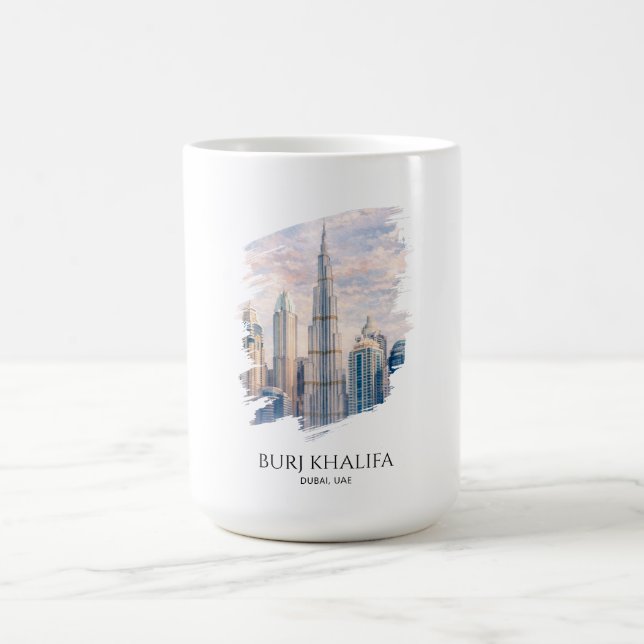 Mug Dubaï Burj Khalifa Cité de Luxe Toile de Fond Aqua (Centre)