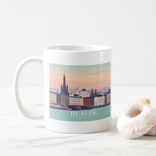 Mug Dublin Irlande Pastel Travel Design (Avec donut)