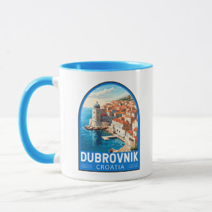 Mug Dubrovnik Croatie Travel Art Vintage