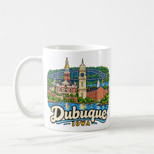 Mug Dubuque Iowa Art de Voyage Dessiné à la Main Monum