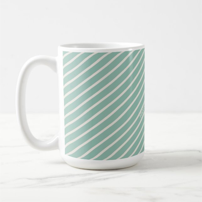 Mug Duck Egg Blue Striped Named Watercolor Daisy (Gauche)