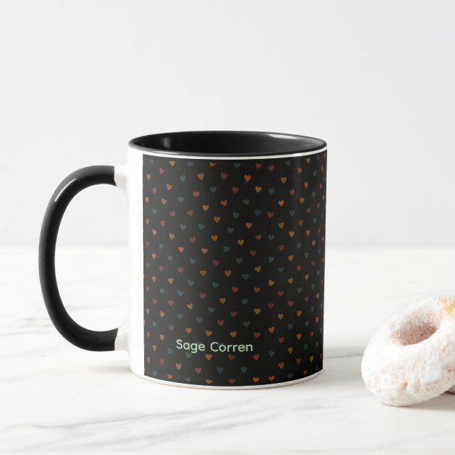 Mug Dull Heart Pattern (Avec donut)