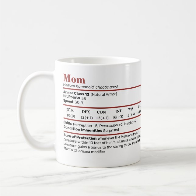 Mug Dungeons & Dragons Maman Stat Block (Gauche)
