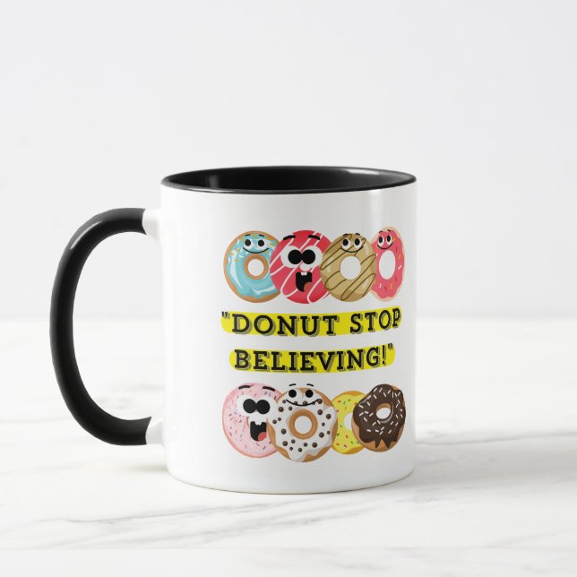 Mug Dunot Stop Believe - citation de beignes (Gauche)