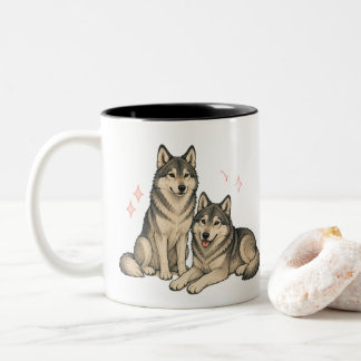 Mug Duo Husky & Loup Mignon | Amoureux de Husky Si