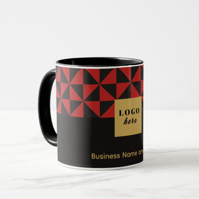 Mug Duo noir et rouge pourpre - Business Logo (Devant gauche)
