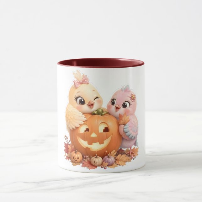 Mug Duo Oiseaux Charmants d'Halloween (Centre)