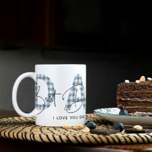 Mug Dusty Blue Plaid Meilleur Papa Jamais Citer Fête d